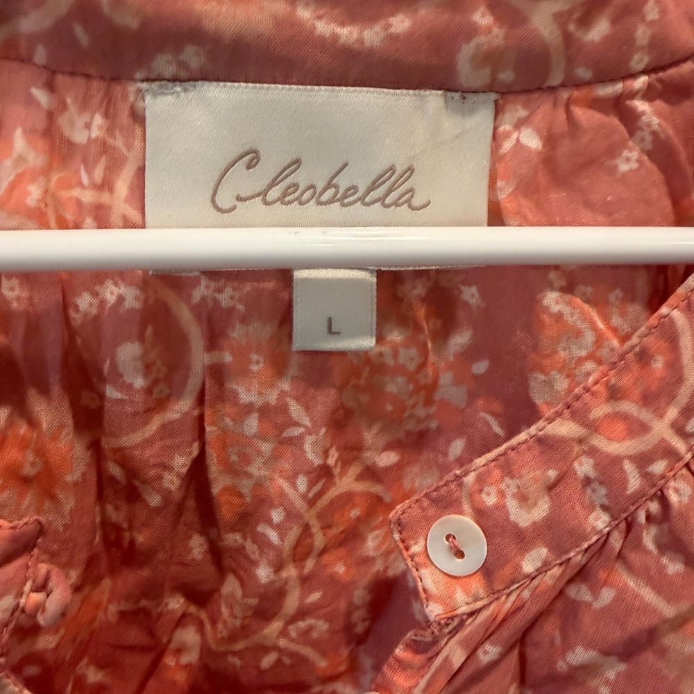 Cleobella Quinn Blouse in a coral/peach floral print Size L - Picture 5 of 7